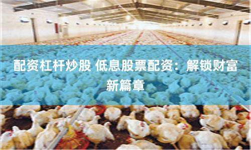 配资杠杆炒股 低息股票配资：解锁财富新篇章